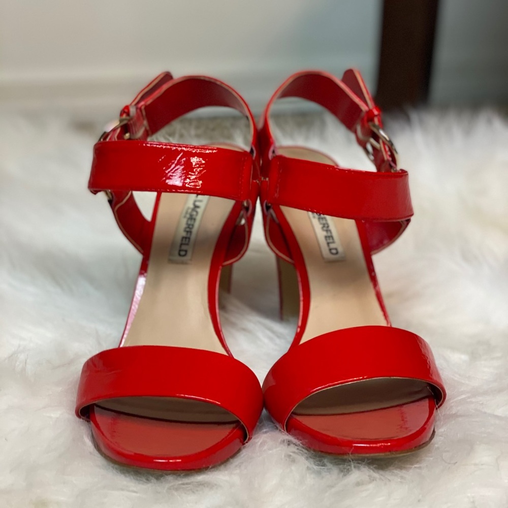 Red Patent Faux Leather Heels.